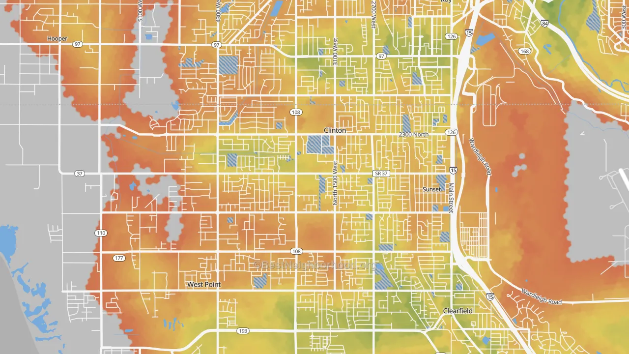 Bike Grade map of Clinton, UT