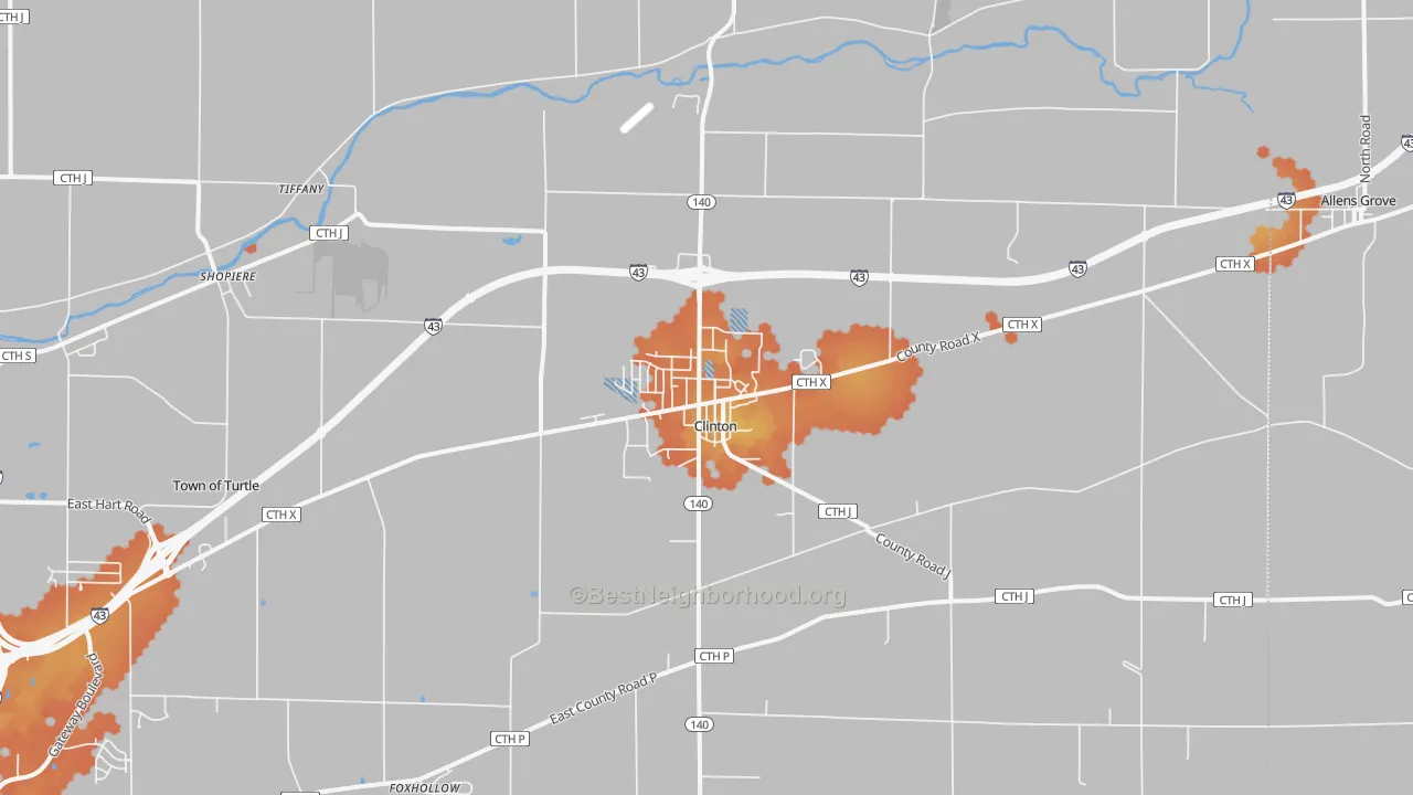 Bike Grade map of Clinton, WI