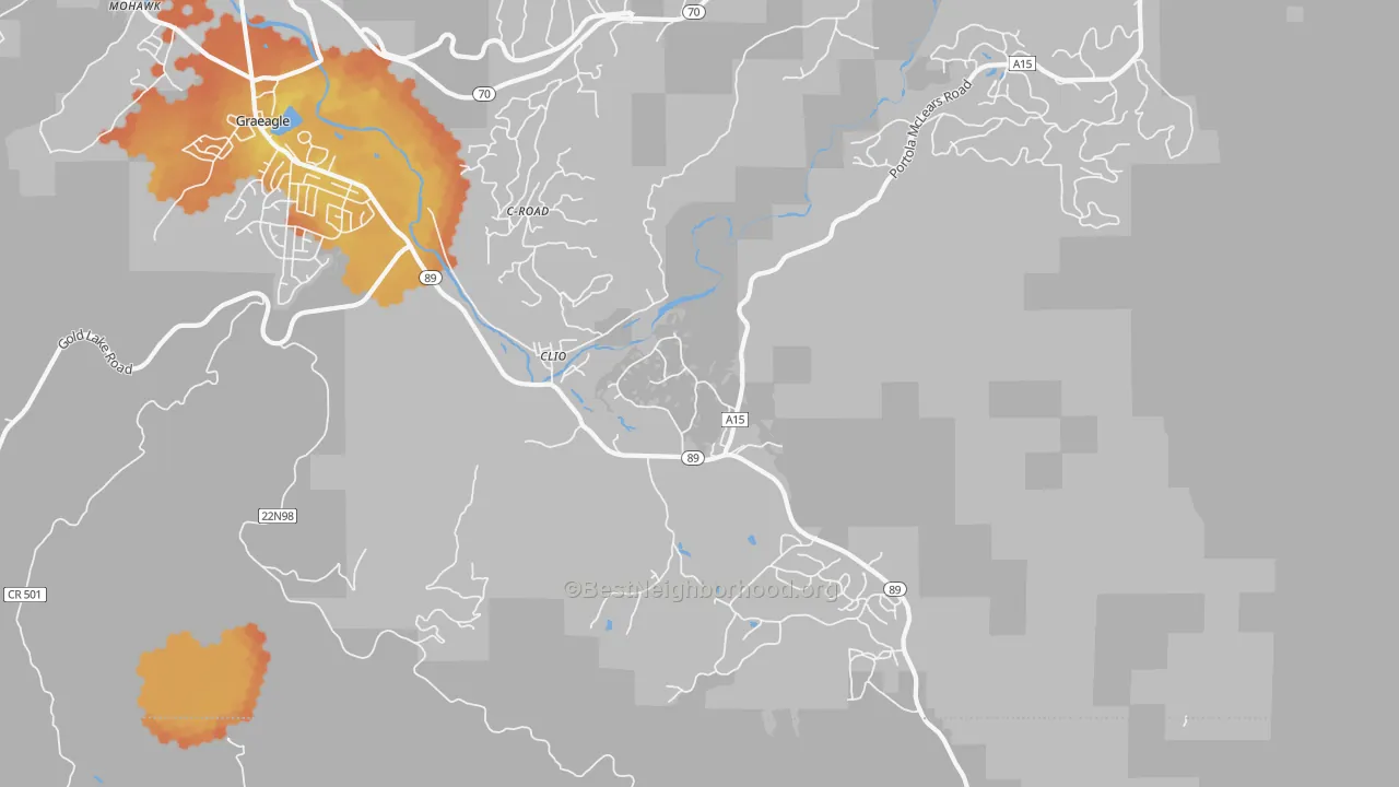 Bike Grade map of Clio, CA