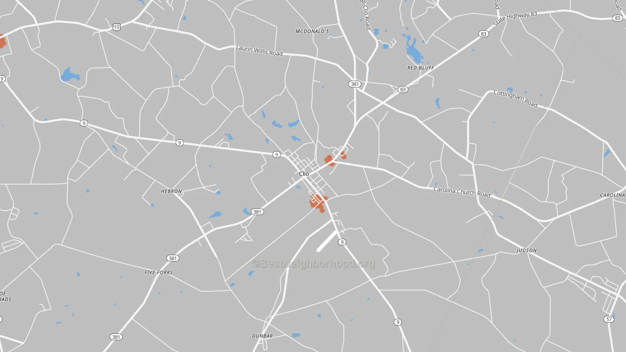 Bike Grade map of Clio, SC