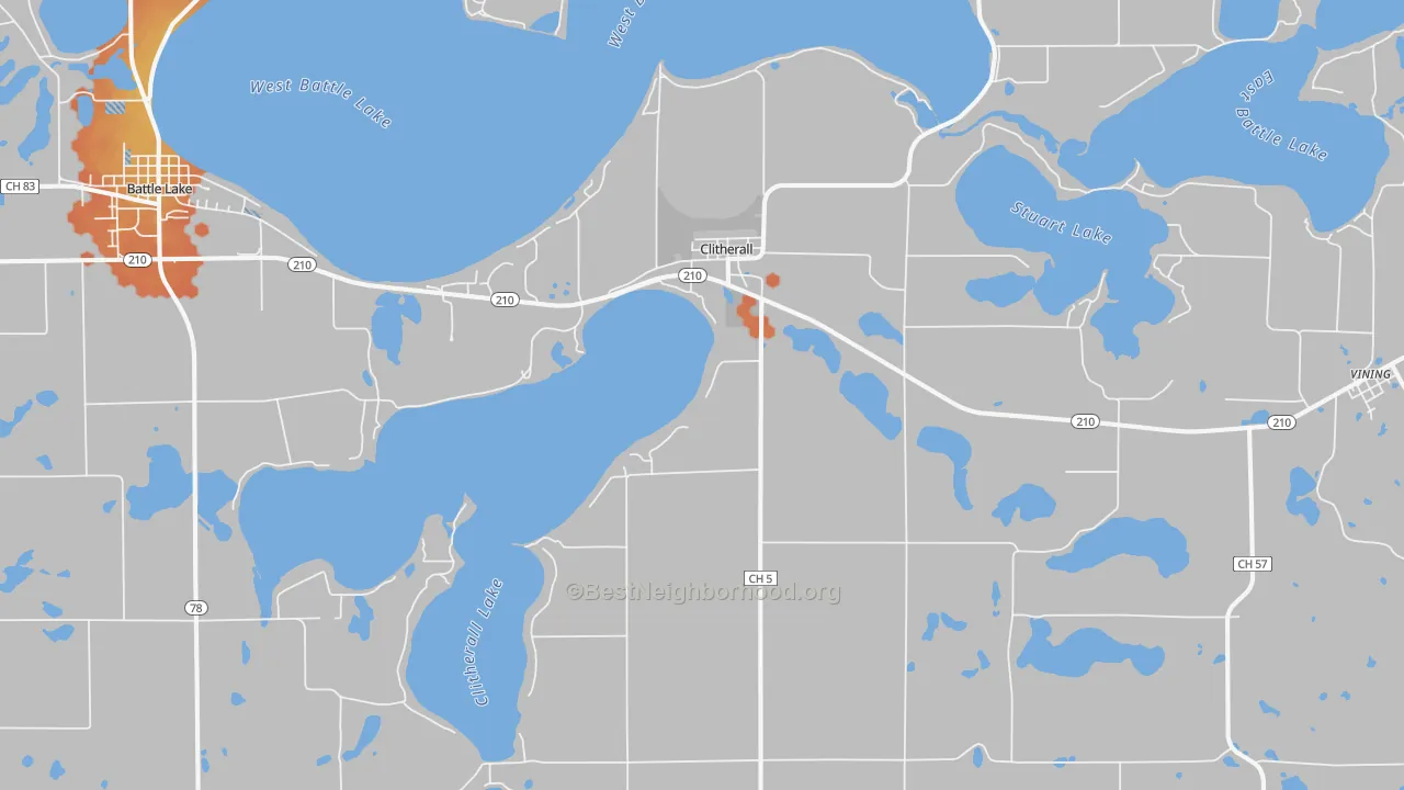 Bike Grade map of Clitherall, MN