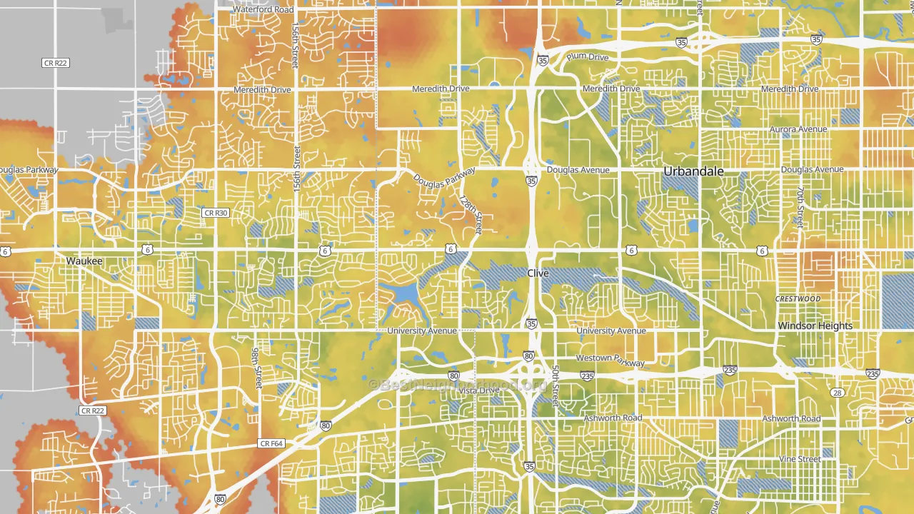 Bike Grade map of Clive, IA