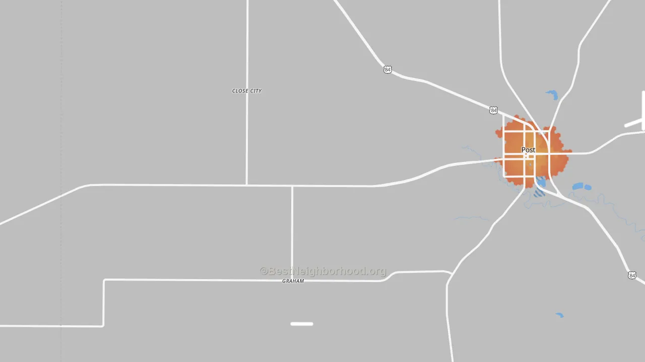 Bike Grade map of Close City, TX