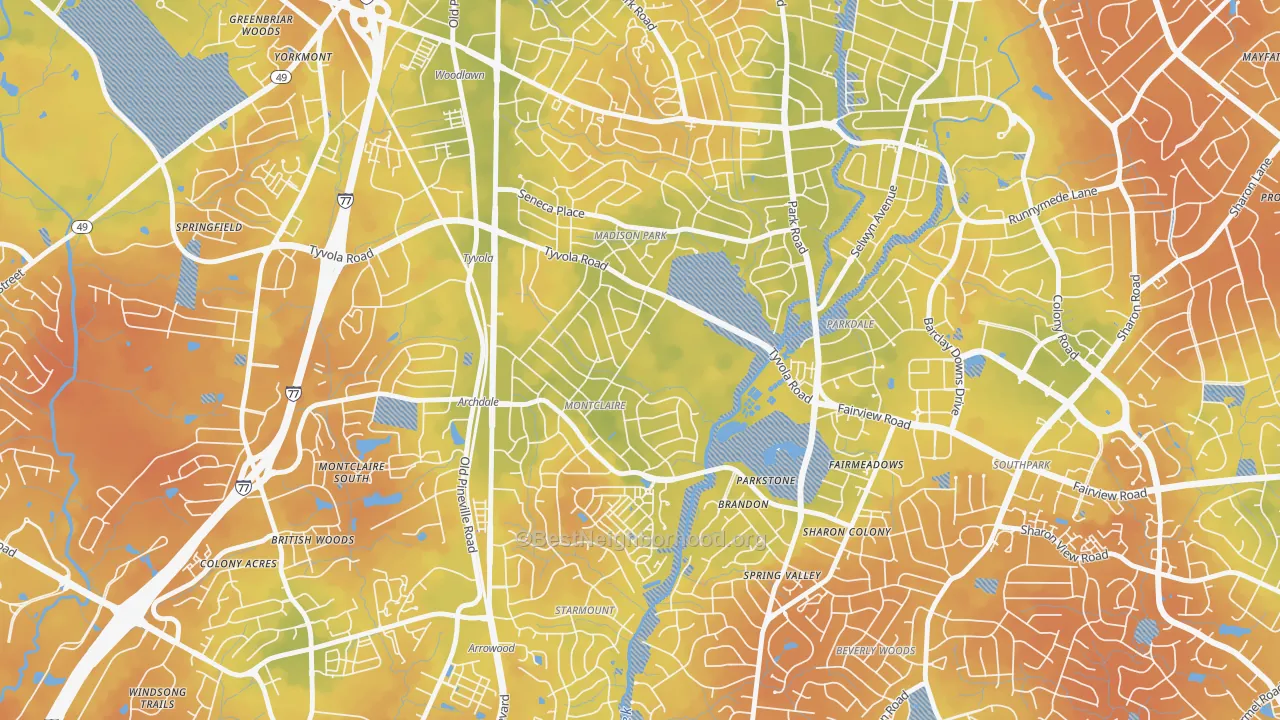 Bike Grade map of Closeburn-Glenkirk, Charlotte, NC