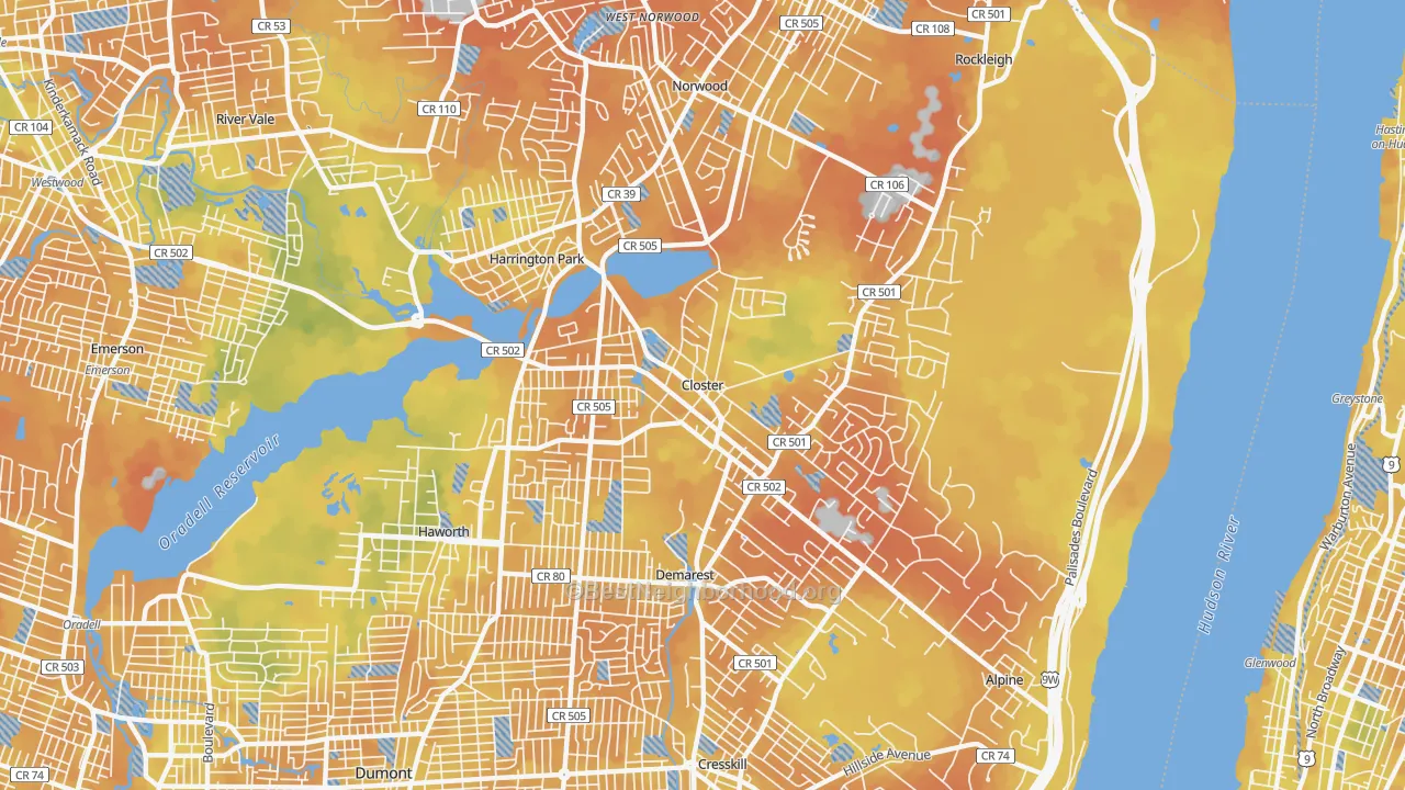 Bike Grade map of Closter, NJ