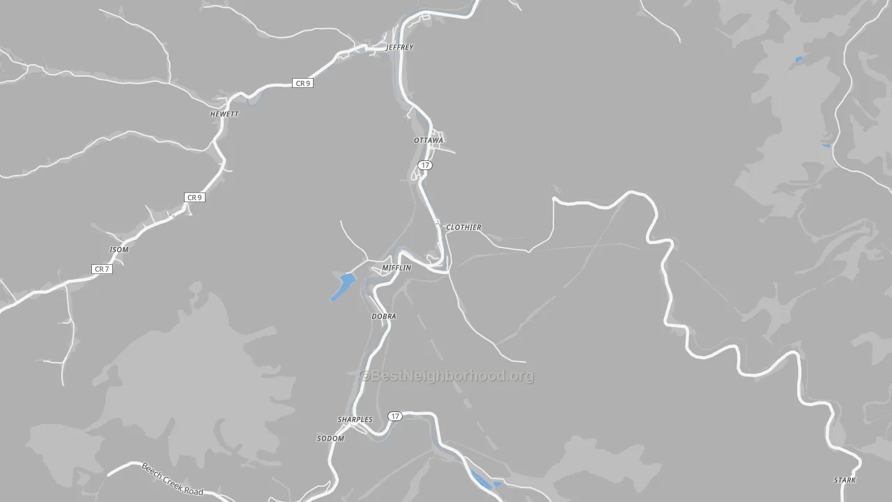 Bike Grade map of Clothier, WV