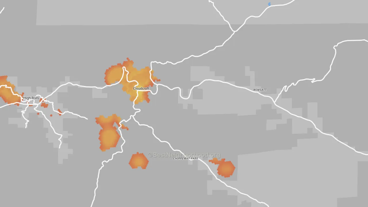 Bike Grade map of Cloudcroft, NM