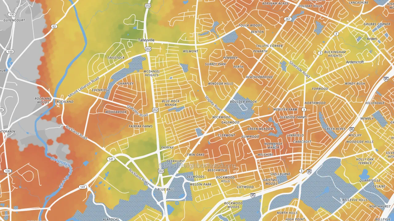 Bike Grade map of Cloutier Court, Wilmington, DE
