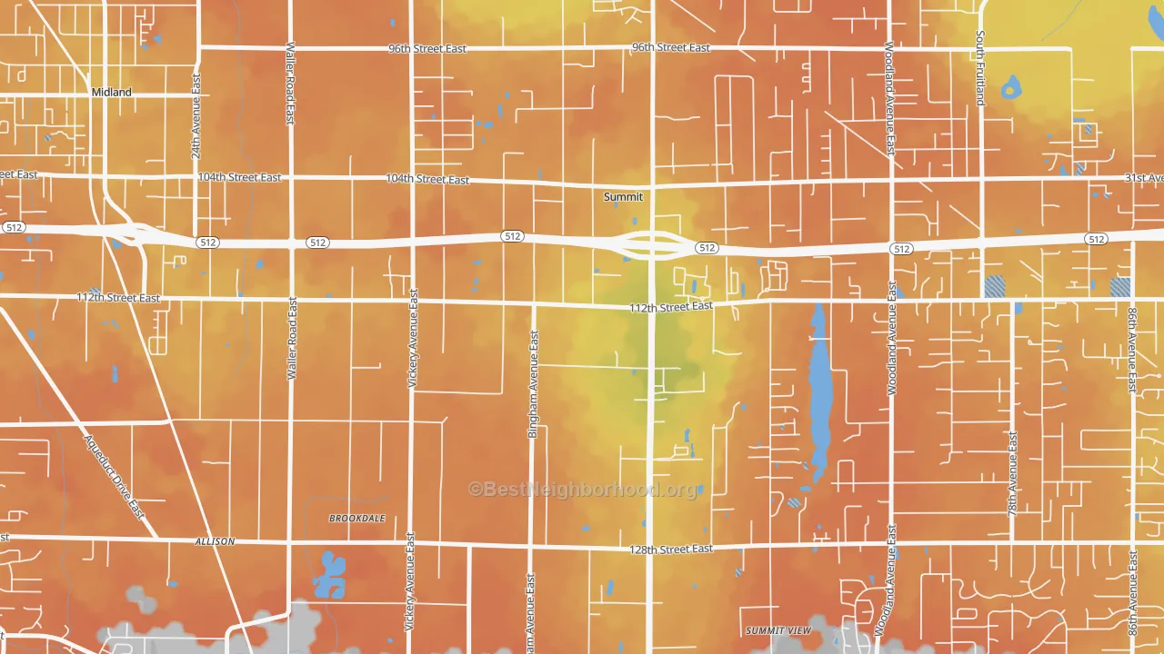 Bike Grade map of Clover Creek, WA