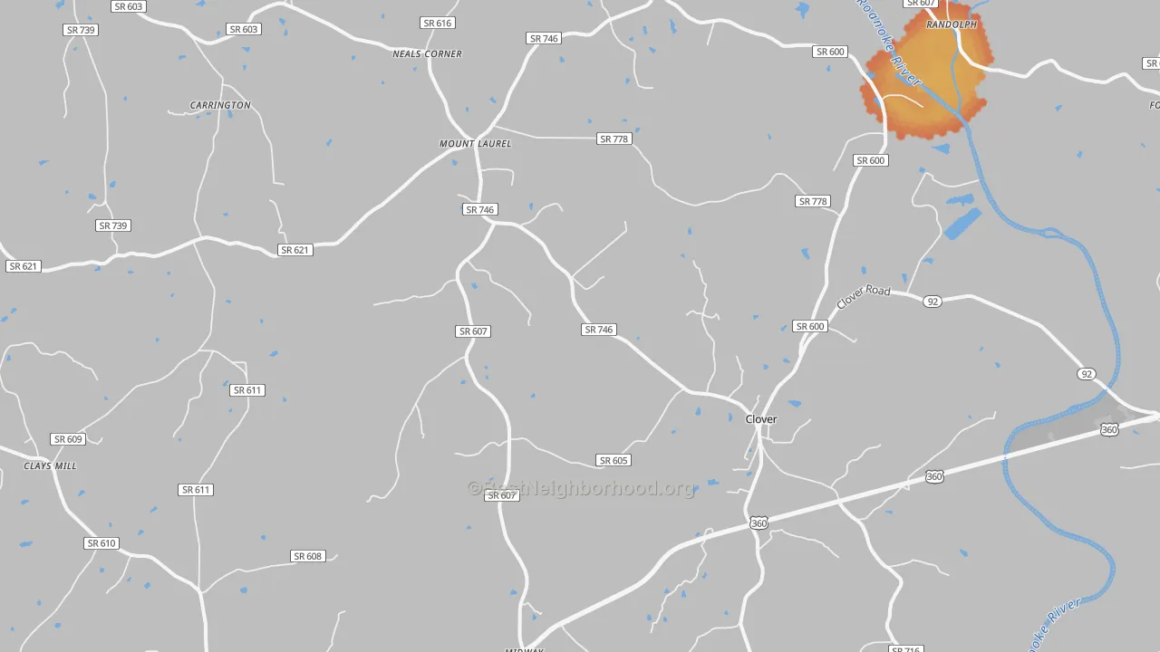 Bike Grade map of Clover, VA
