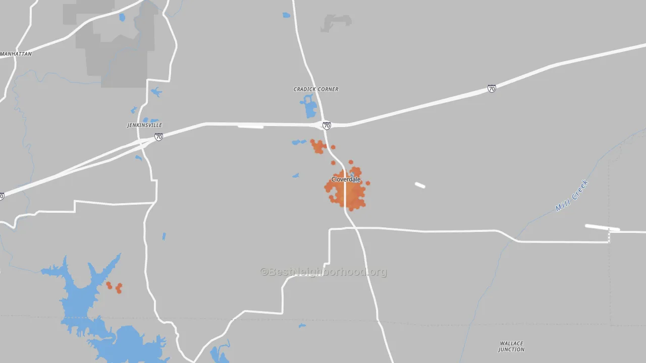 Bike Grade map of Cloverdale, IN