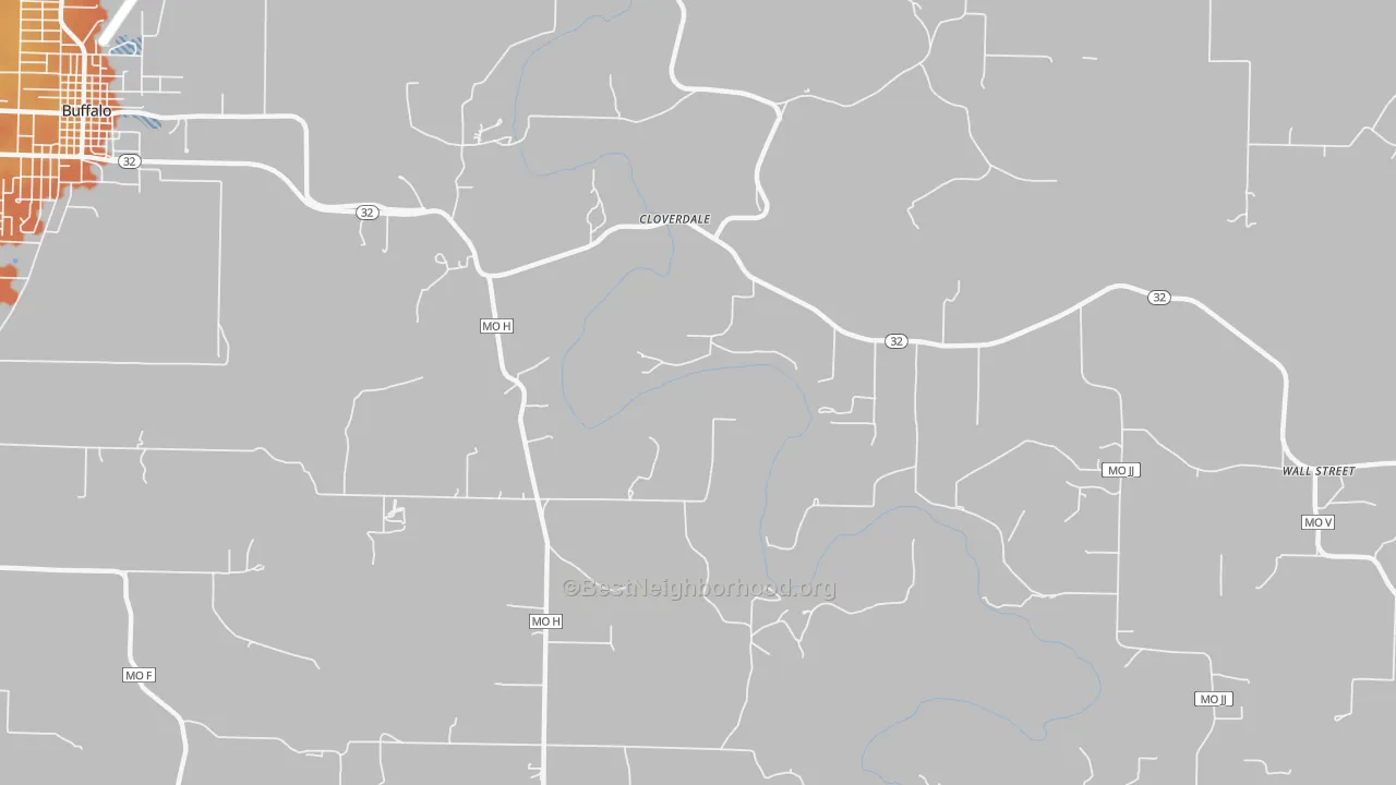 Bike Grade map of Cloverdale, MO