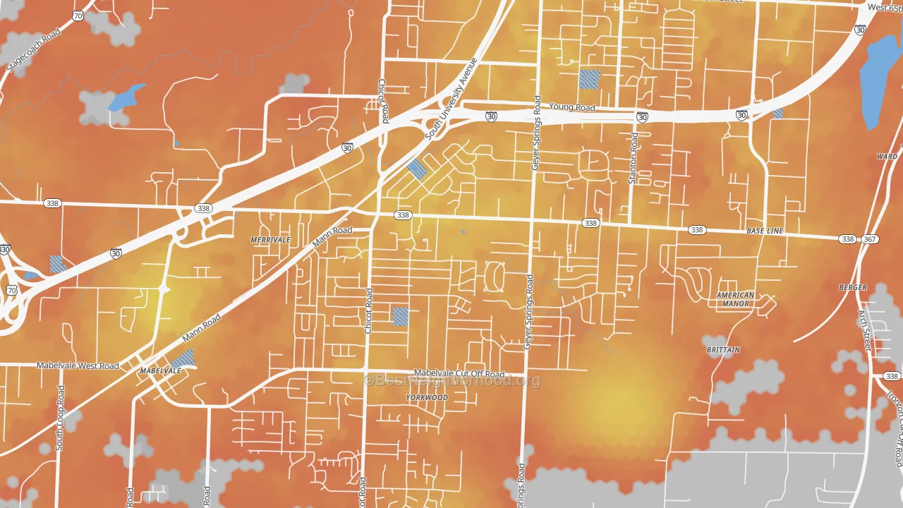 Bike Grade map of Cloverdale Watson, Little Rock, AR