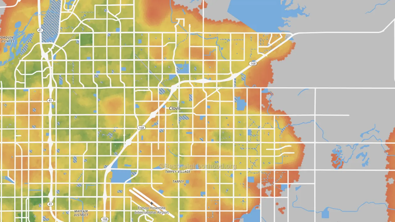 Bike Grade map of Clovis, CA