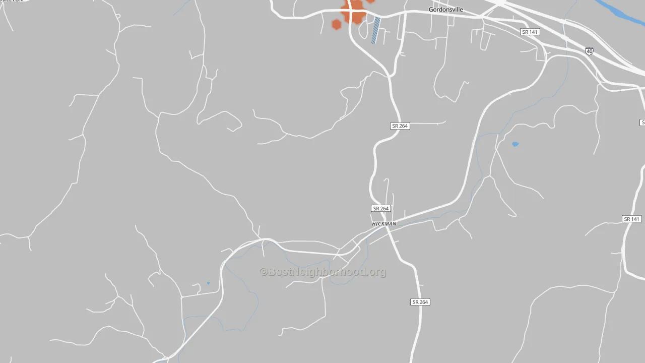 Bike Grade map of Club Springs, TN