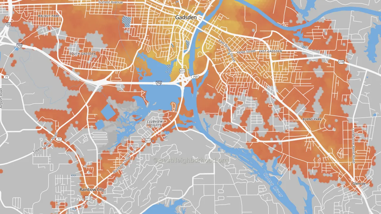 Bike Grade map of Clubview Heights, AL
