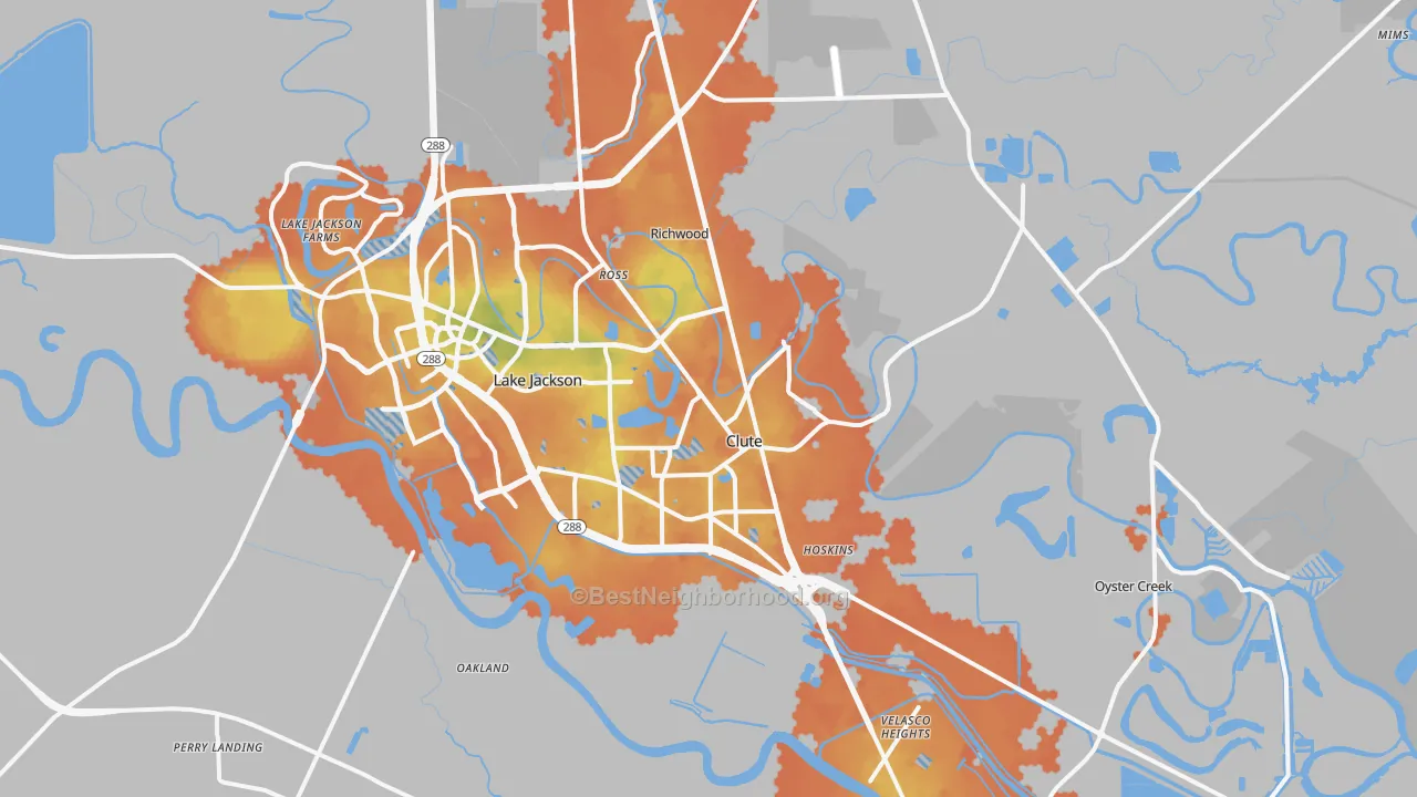 Bike Grade map of Clute, TX