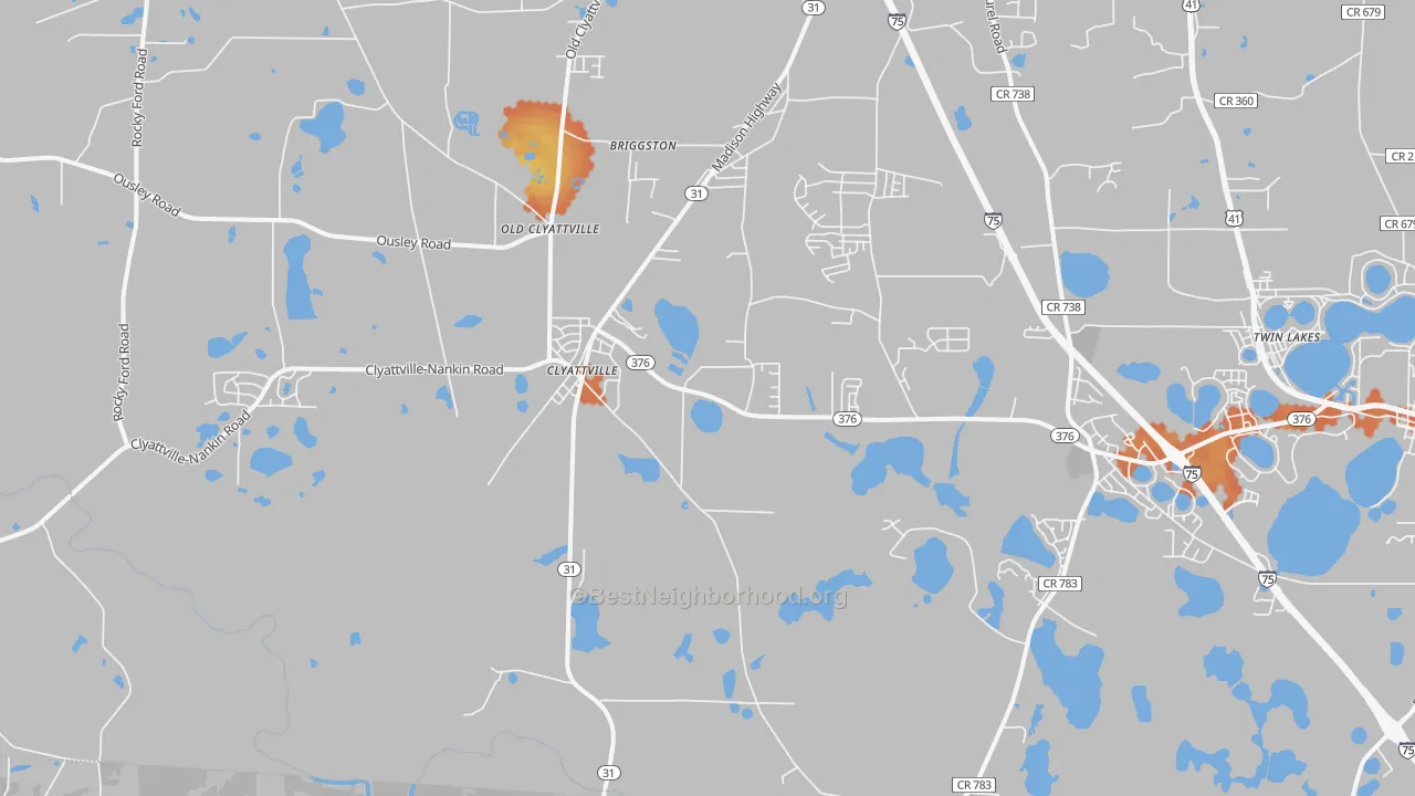 Bike Grade map of Clyattville, GA