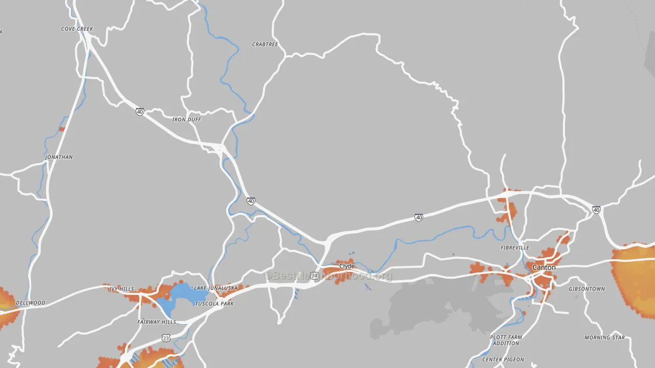 Bike Grade map of Clyde, NC