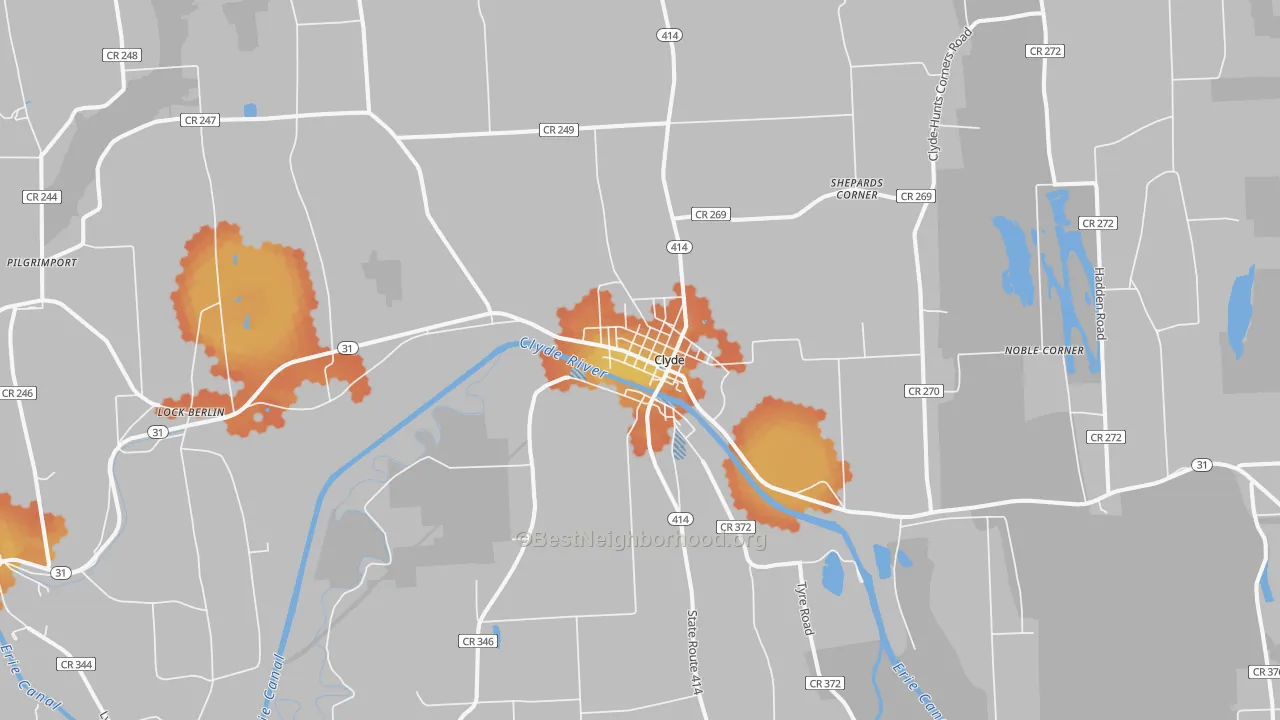 Bike Grade map of Clyde, NY