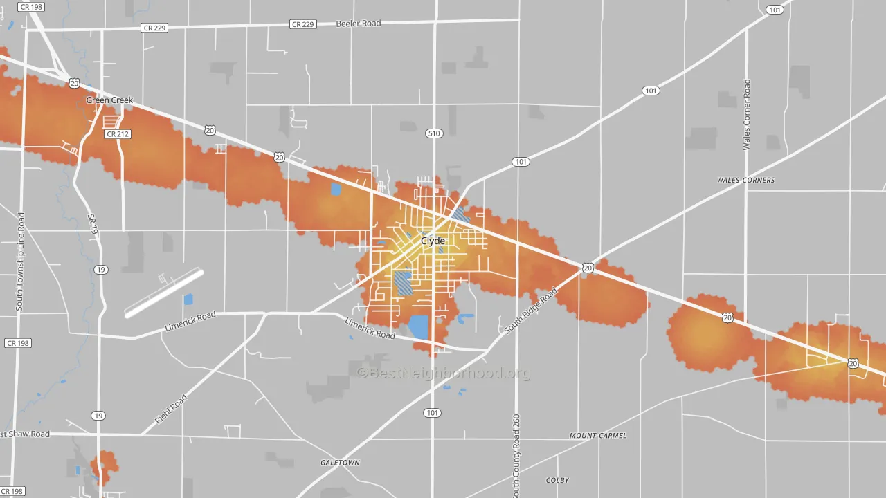 Bike Grade map of Clyde, OH