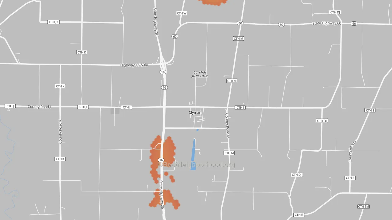 Bike Grade map of Clyman, WI