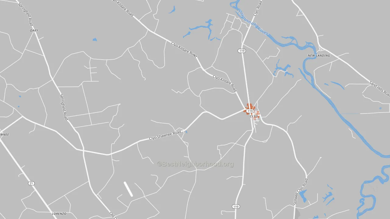 Bike Grade map of Clyo, GA