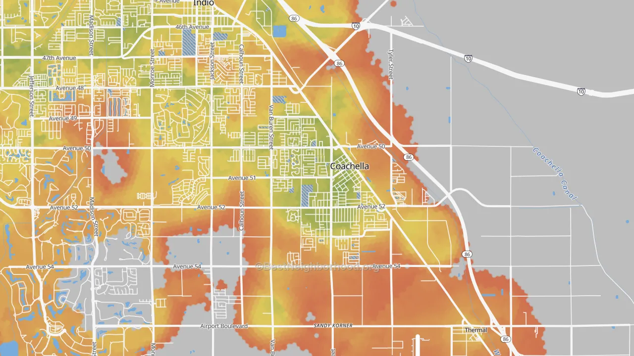 Bike Grade map of Coachella, CA