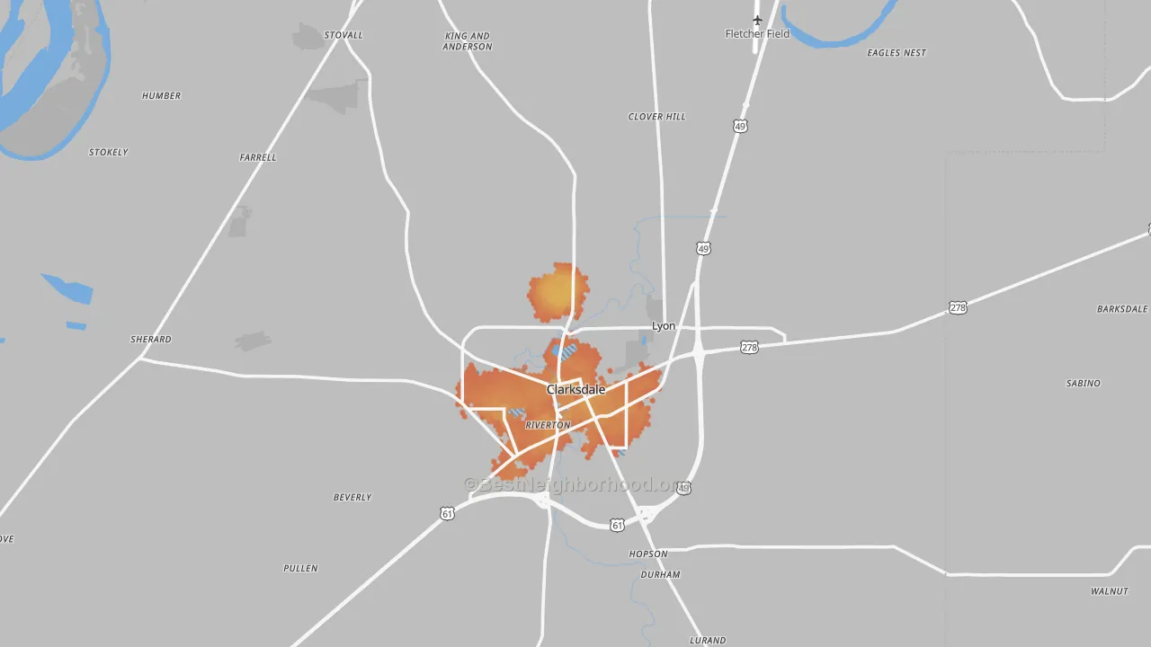 Bike Grade map of Coahoma County, MS