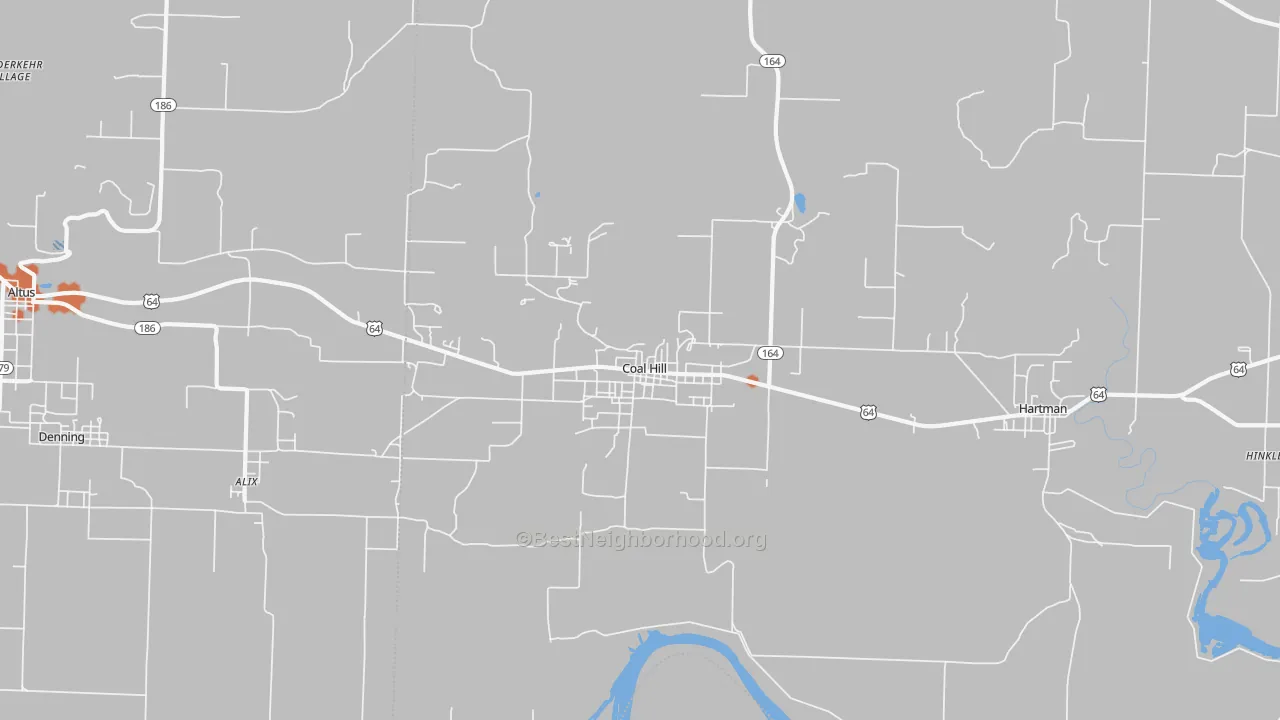 Bike Grade map of Coal Hill, AR