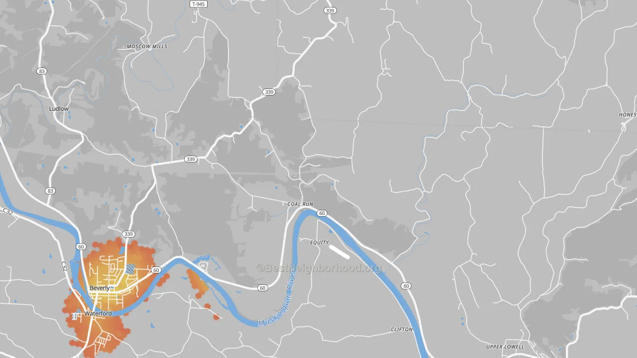 Bike Grade map of Coal Run, OH