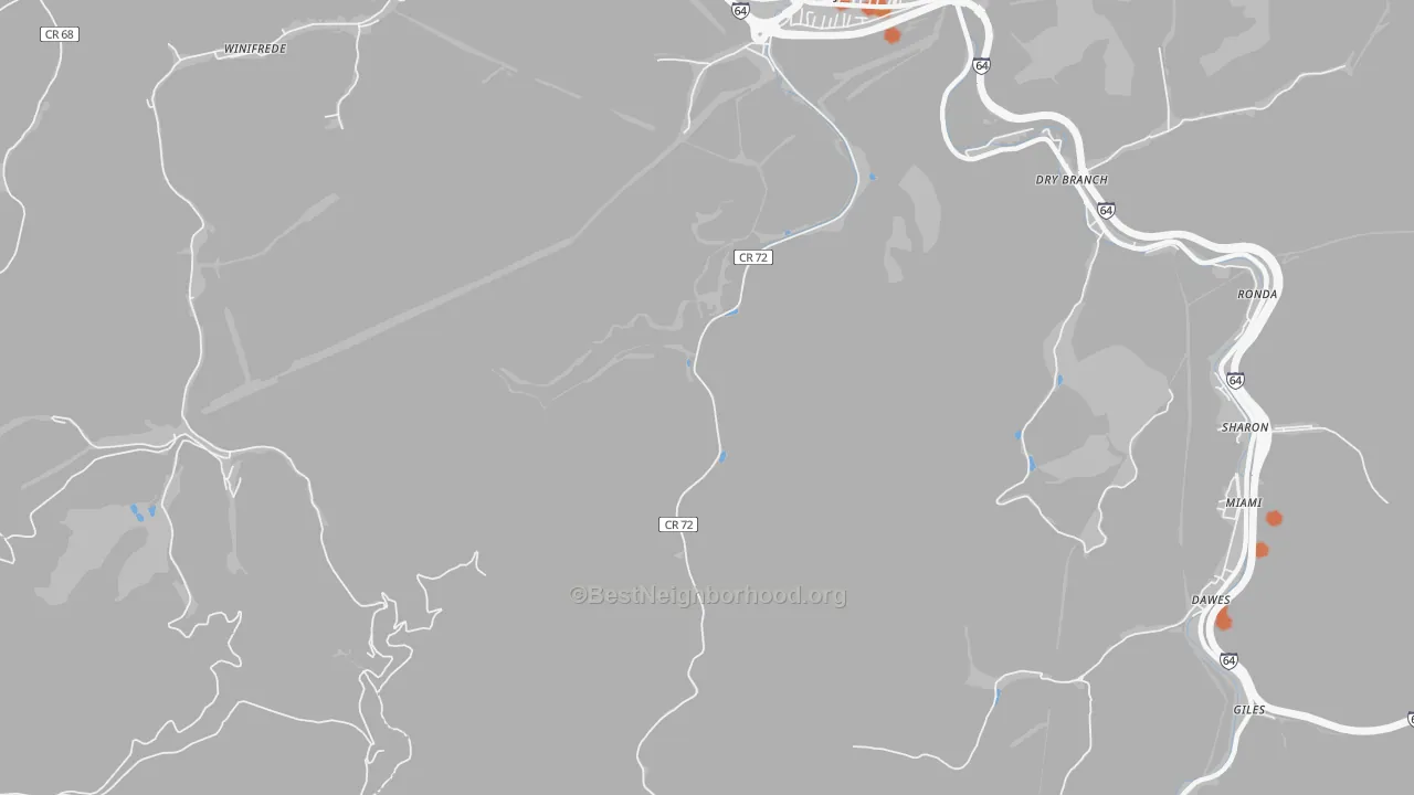 Bike Grade map of Coalburg, WV