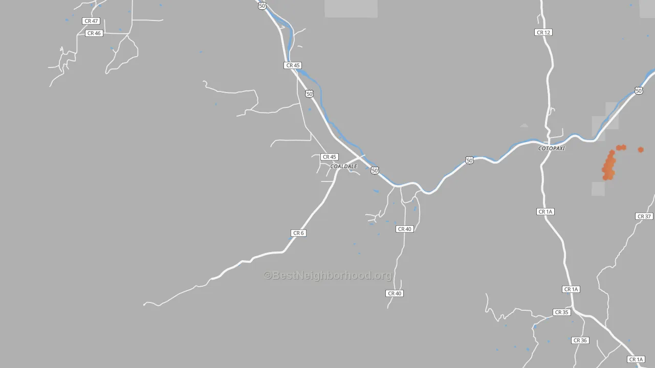 Bike Grade map of Coaldale, CO