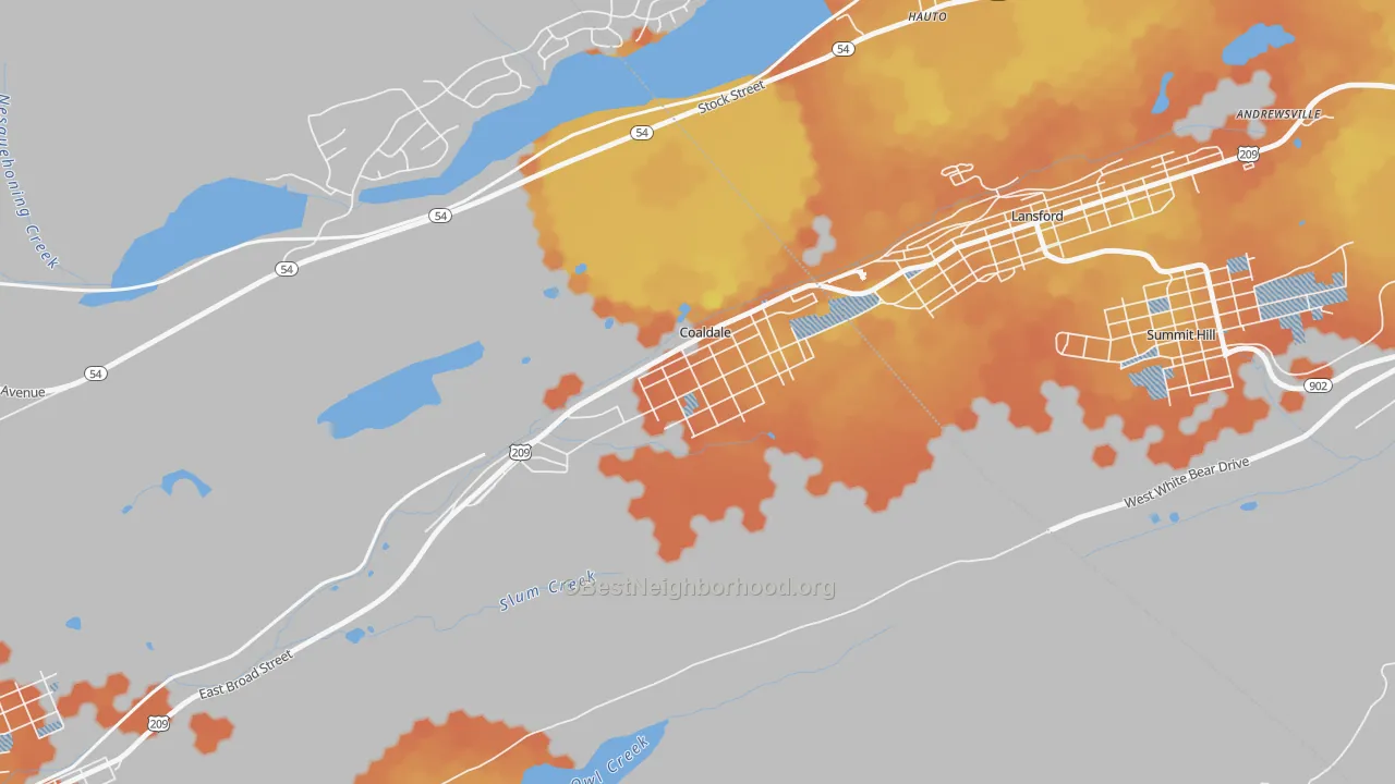 Bike Grade map of Coaldale, PA