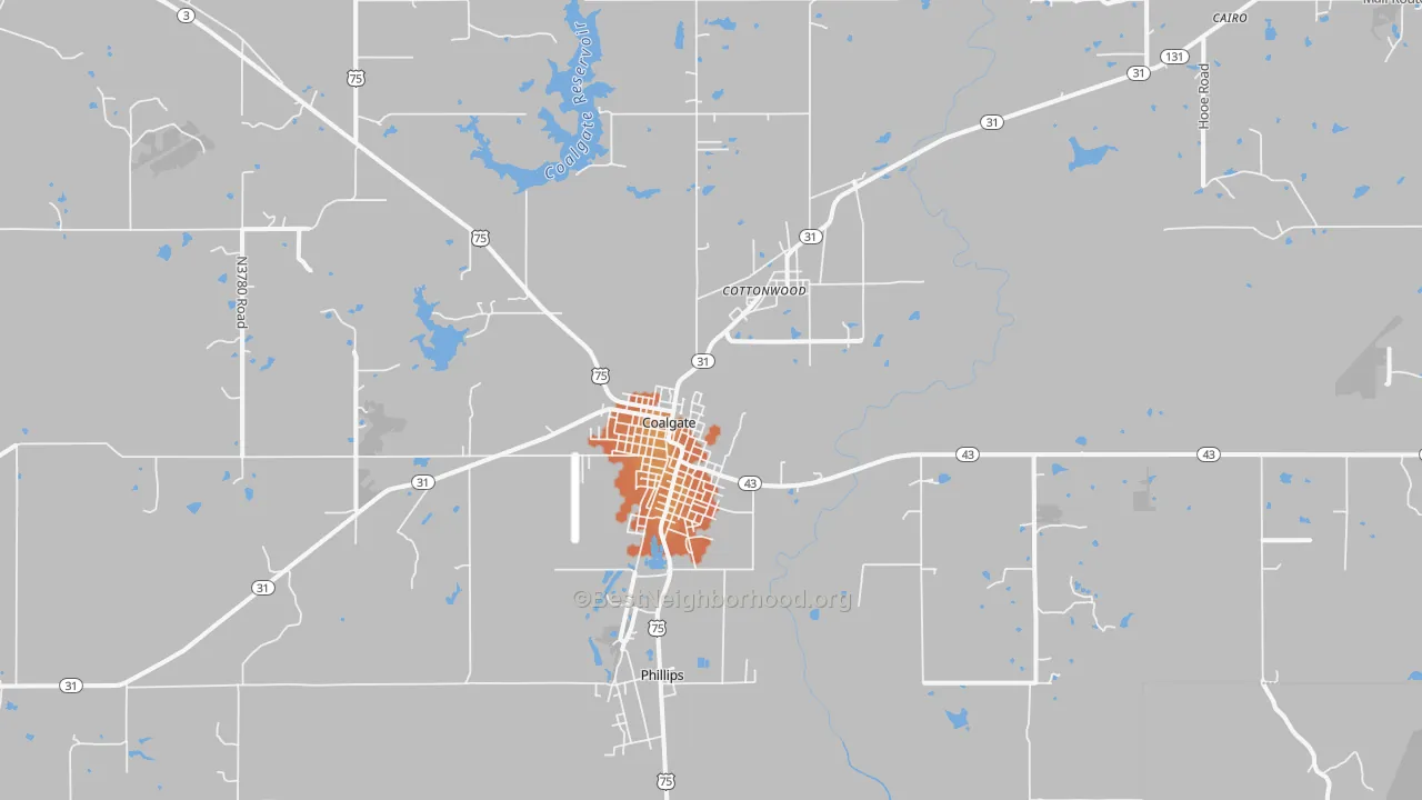 Bike Grade map of Coalgate, OK