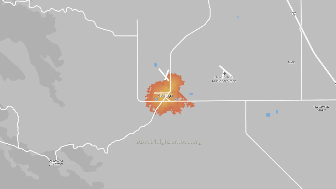 Bike Grade map of Coalinga, CA
