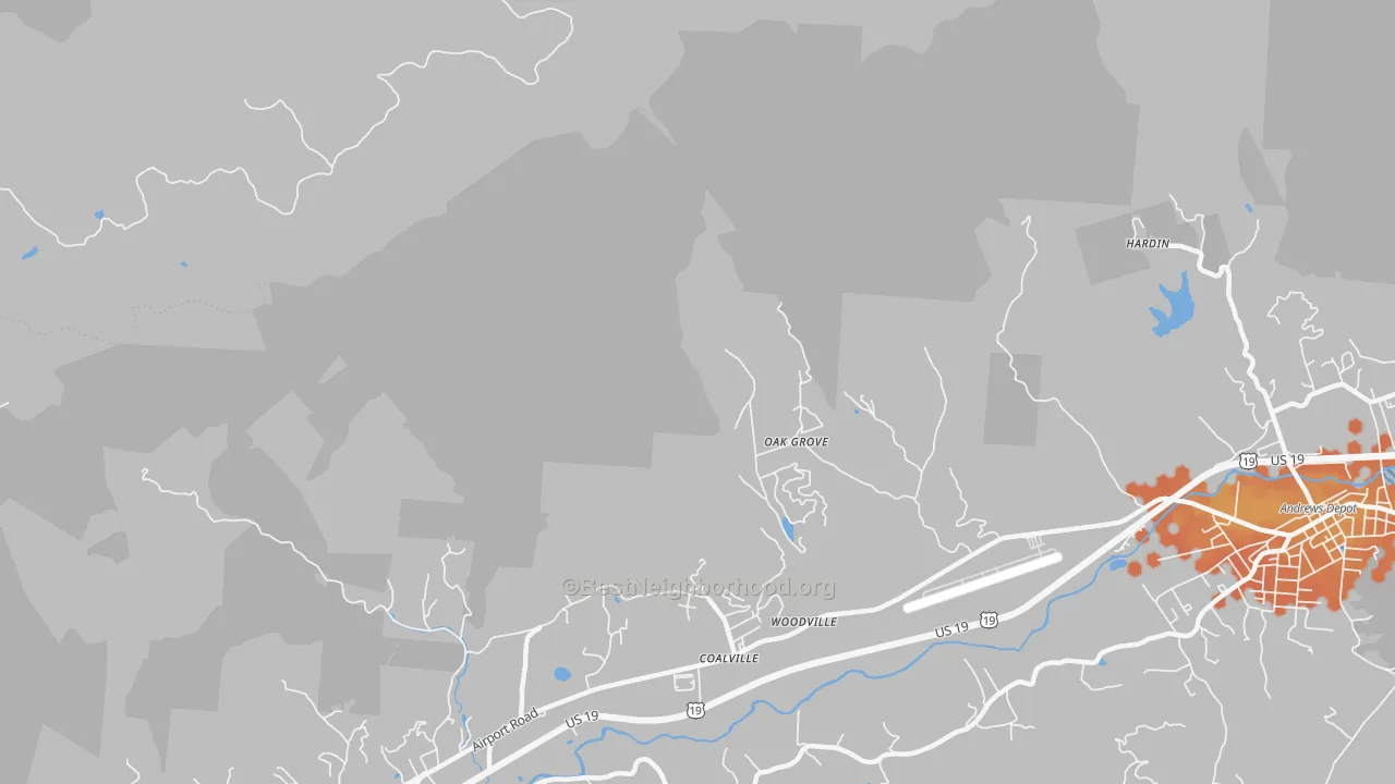 Bike Grade map of Coalville, NC