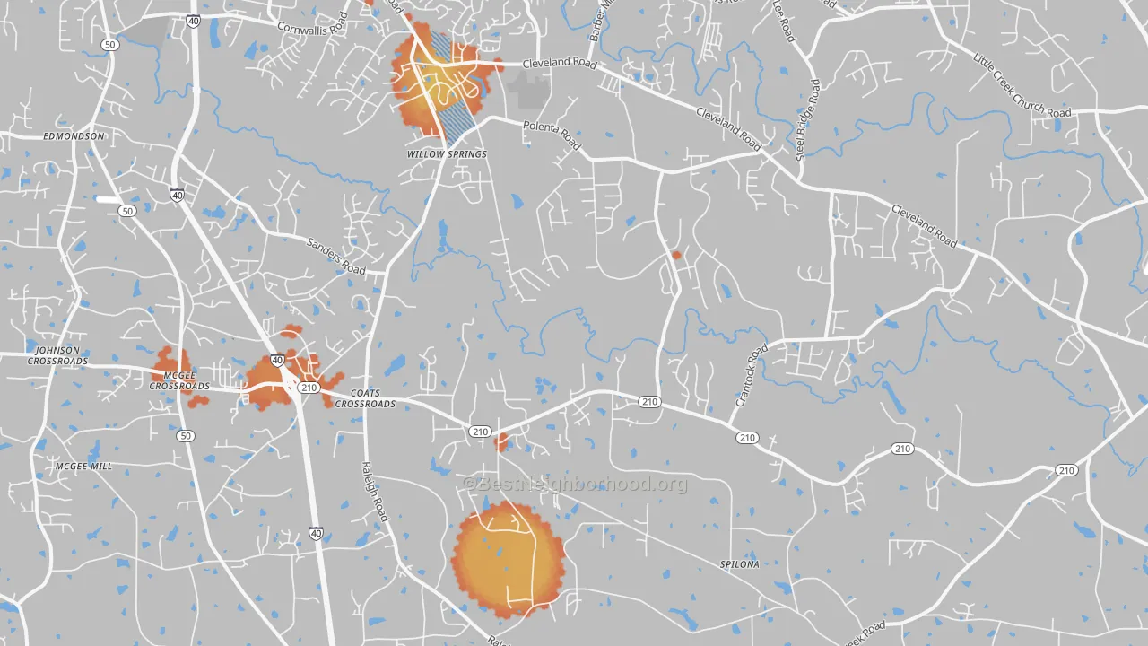Bike Grade map of Coats Crossroads, NC