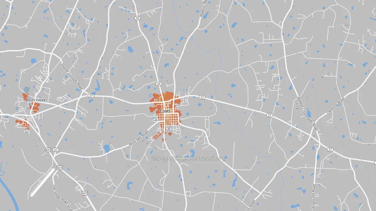 Bike Grade map of Coats, NC