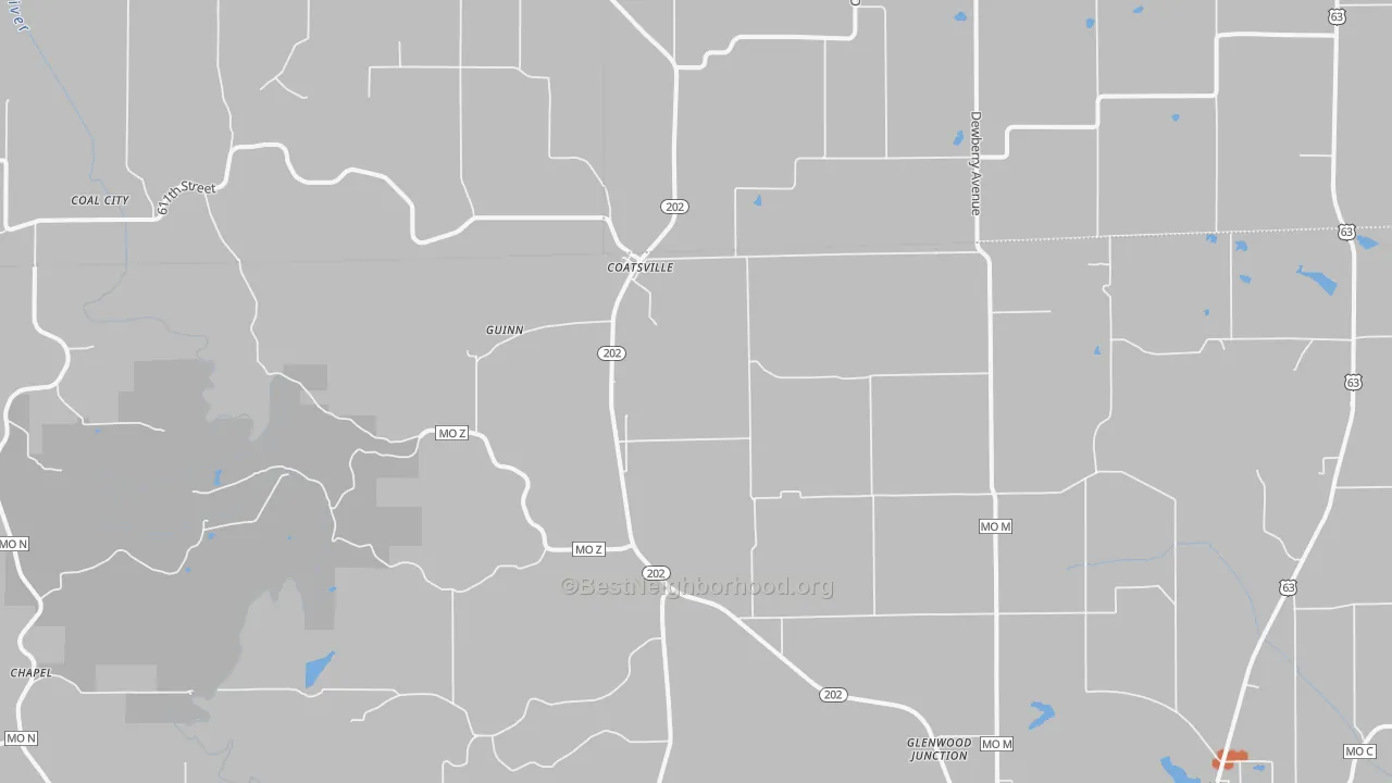 Bike Grade map of Coatsville, MO