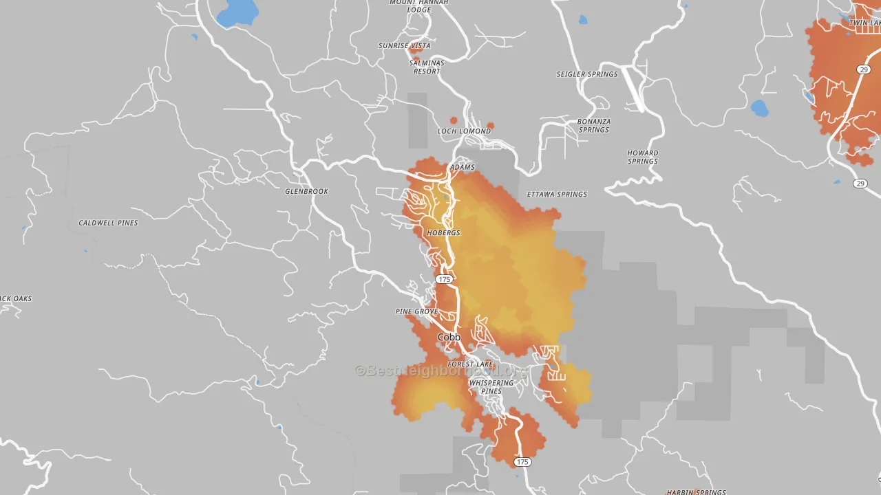 Bike Grade map of Cobb, CA
