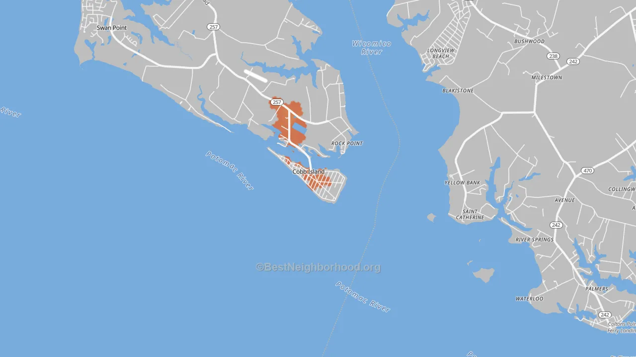 Bike Grade map of Cobb Island, MD