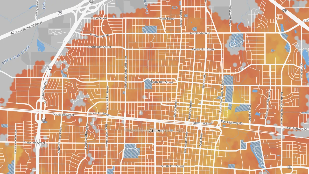 Bike Grade map of Cobb Park Area, Abilene, TX