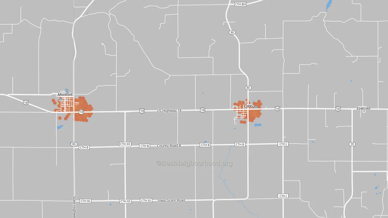 Bike Grade map of Cobb, WI