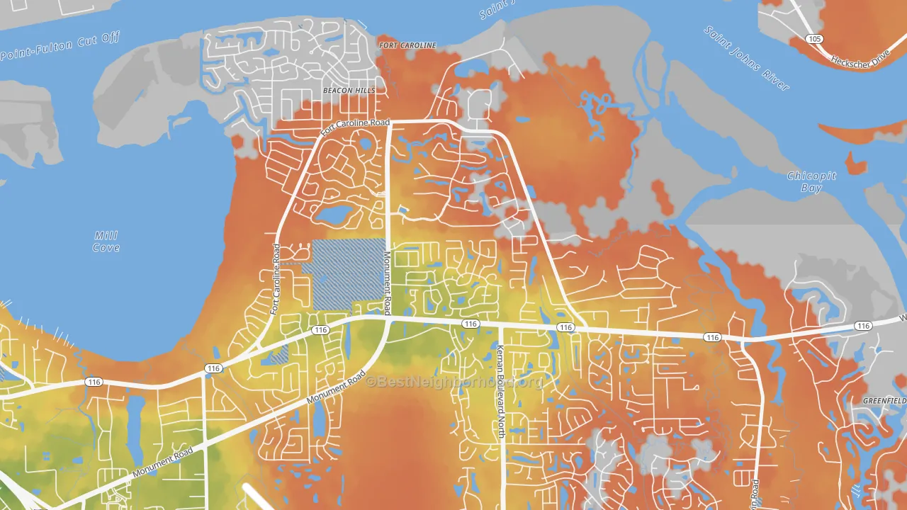 Bike Grade map of Cobblestone, Jacksonville, FL