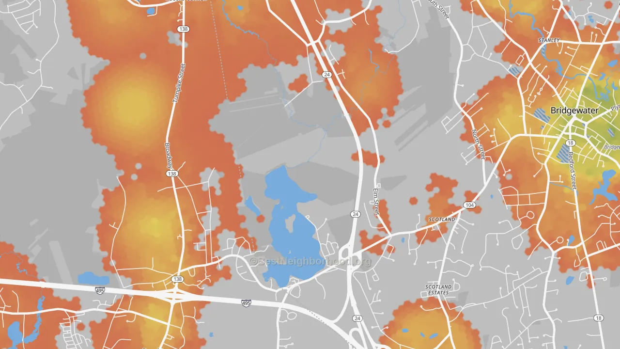 Bike Grade map of Cochesett, MA