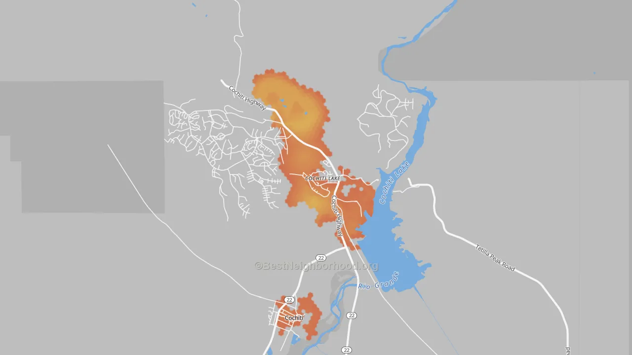Bike Grade map of Cochiti Lake, NM