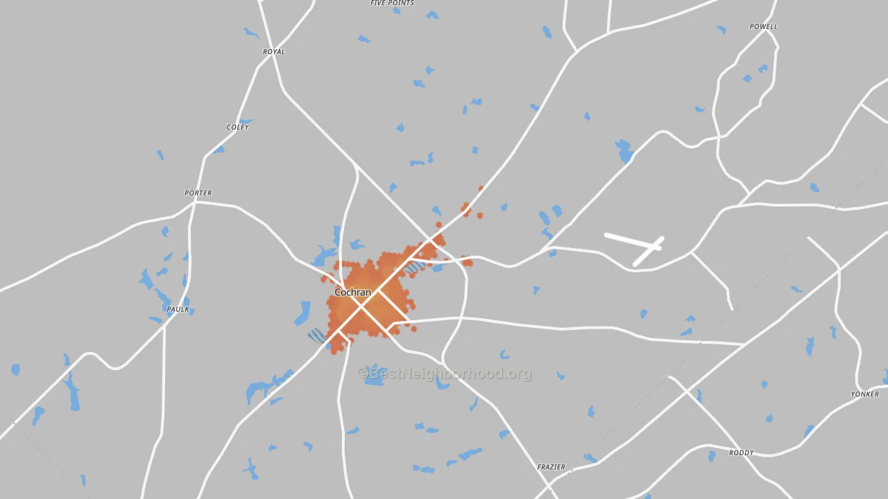 Bike Grade map of Cochran, GA