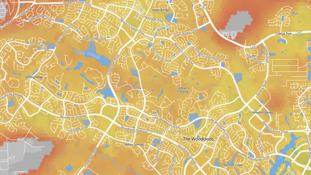 Bike Grade map of Cochran's Crossing, The Woodlands, TX