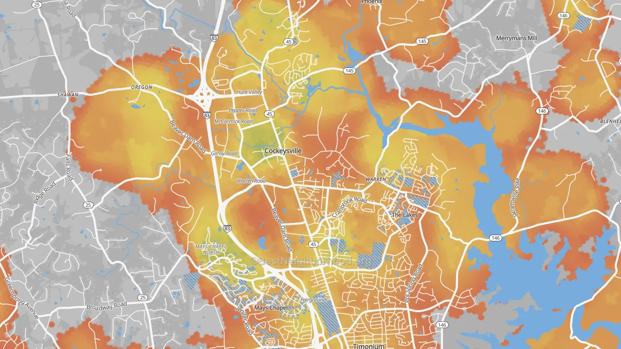 Bike Grade map of Cockeysville, MD